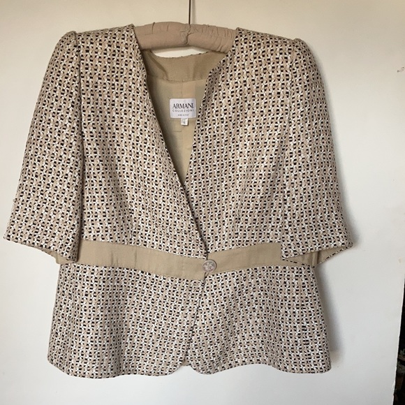 Armani Collezioni Ribbon Weave SS Jacket Sz L/12 - Picture 2 of 10